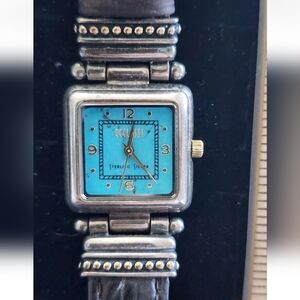 Ecclissi Sterling Silver Women's Watch Works Runs Keeps Time Used Black Band